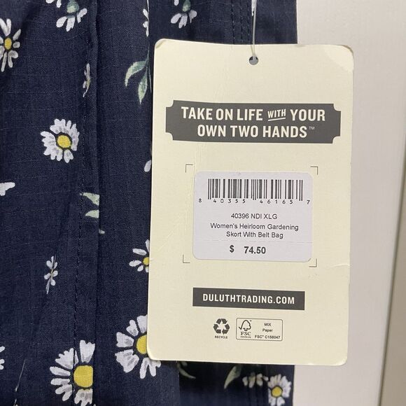 NEW‎ Duluth Trading Heirloom Gardening Skort w/ Belt Bag Blue Floral X-Large XL - Picture 10 of 13